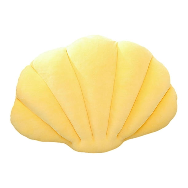 Cojín decorativo de concha para silla, almohada de felpa suave y bonita, cojín para el suelo, cojín para asiento, decoración para sofá y sala de estar Amarillo