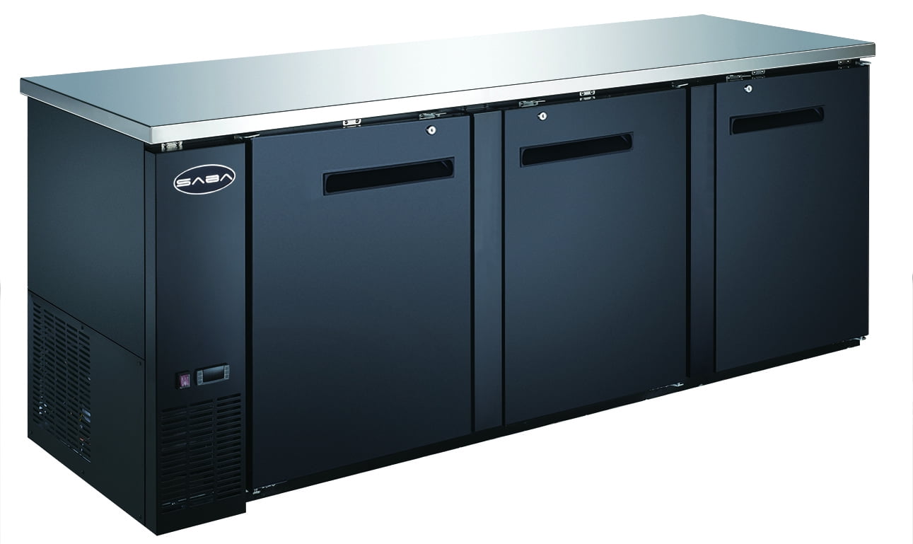 Heavy Duty Commercial Black Back Bar Cooler with 3 solid doors (27