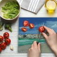 thumbnail image 3 of Sicily Cutting Board, Dreamy Photo of Beach at Cefalu Italy Sea Sky and Buildings in Vibrant Colors, Decorative Tempered Glass Cutting and Serving Board, in 3 Sizes, by Ambesonne, 3 of 5