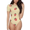 thumbnail image 1 of Bingfone Justaucorps à Col Rond Motif Fraises pour Femmes, Manches Courtes à Boutons-Pression, Adapté pour Fête, Sport, Usage Quotidien-Petit, 1 of 7