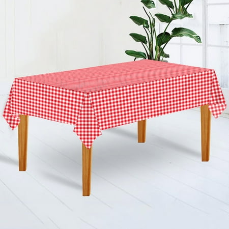 

JUHigh Table Cover No Fading Waterproof PE Dinning Table Checkered Christmas Tablecloth for Party