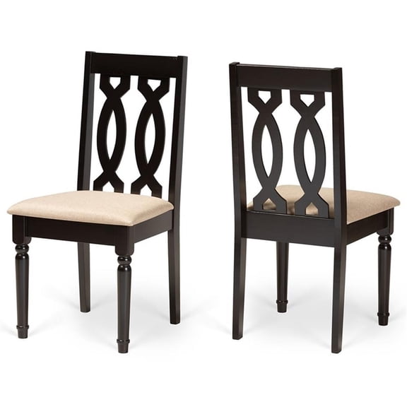 Baxton Studio Cherese Sand and Brown Finished Wood 2-Piece Dining Chair Set