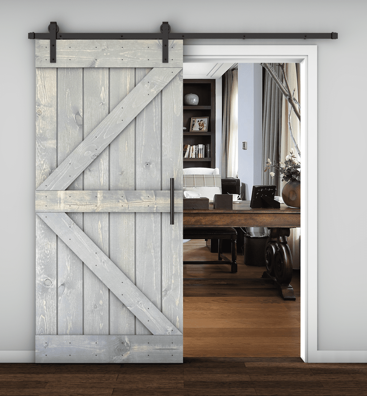 Essencaliy 38in x84in Solid Wood Barn Door, MadeinUSA Farmhouse