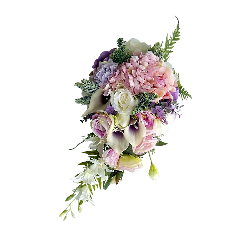 Vintage Waterfall Style Bridal Bouquet Artificial Hand Silk Flower for Bride 