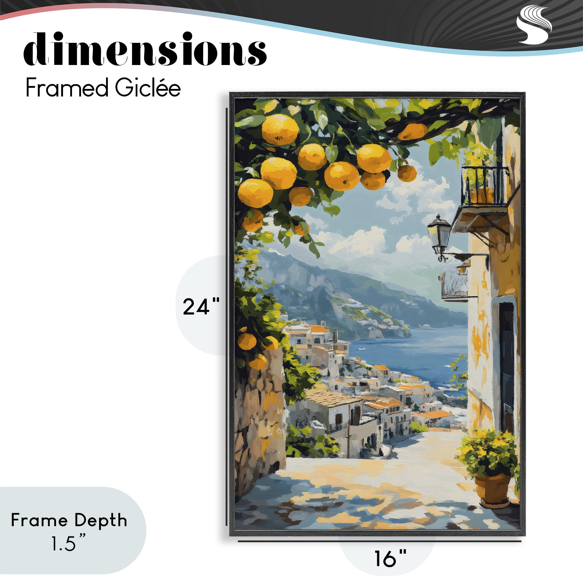 Stupell Industries Lemon Tree Overlooking Coast Black Framed Giclee Art, design by Creative Studio