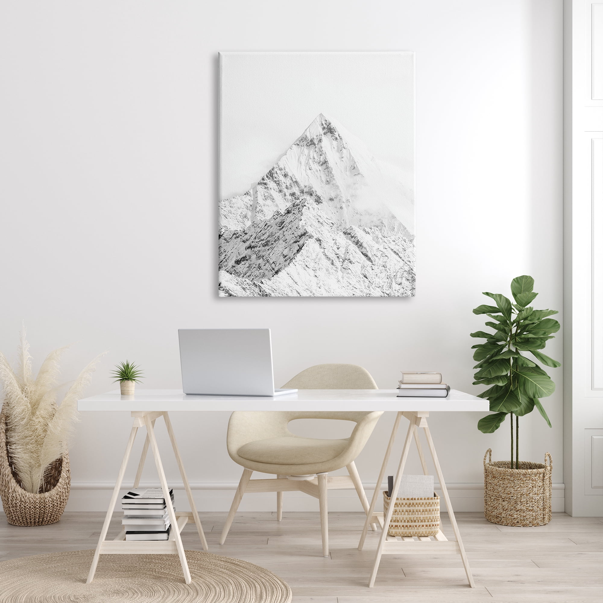 Stupell Industries Snowy Mountain Peak Sharp Lines Black White, 36 x 48, Designed by Design Fabrikken