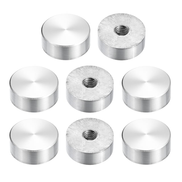 Unique Bargains M6 Thread 20mm Diameter Round Shape Aluminum Disc Hardware 8pack Aluminum Circle Disc Glass Top Adapter for Glass Table