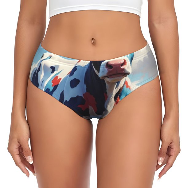 Balery Colorful Cow Pasture Ropa Interior de Algodón para Mujer con Dibujo – Braguitas Cómodas y Elásticas, Estilo Clásico-Large