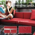 thumbnail image 4 of Ensemble Sectionnel en Osier pour Patio de 7 Pcs - Sofa d'Extérieur Rouge Vin avec Table Basse, Rotin PE Résistant aux Intempéries, Parfait pour le Salon Ou les Sièges de Jardin (29,5 Pouces x 29,5 Pouces), 4 of 7