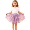thumbnail image 5 of Avrnliq Purple Gradient Tulle Princess Tutu Skirt with Gold Stars - Glitter Elastic Waist A-Line, 100% Fluffy for Girls 2-8Y ,Size 7 T, 5 of 9