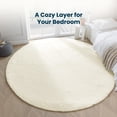thumbnail image 3 of Sleep Zone Fluffy Round Shaggy Rug, Non Slip Soft Plush Carpet, Easy Clean Indoor Floor Mat, Beige 5ft Round, 3 of 8