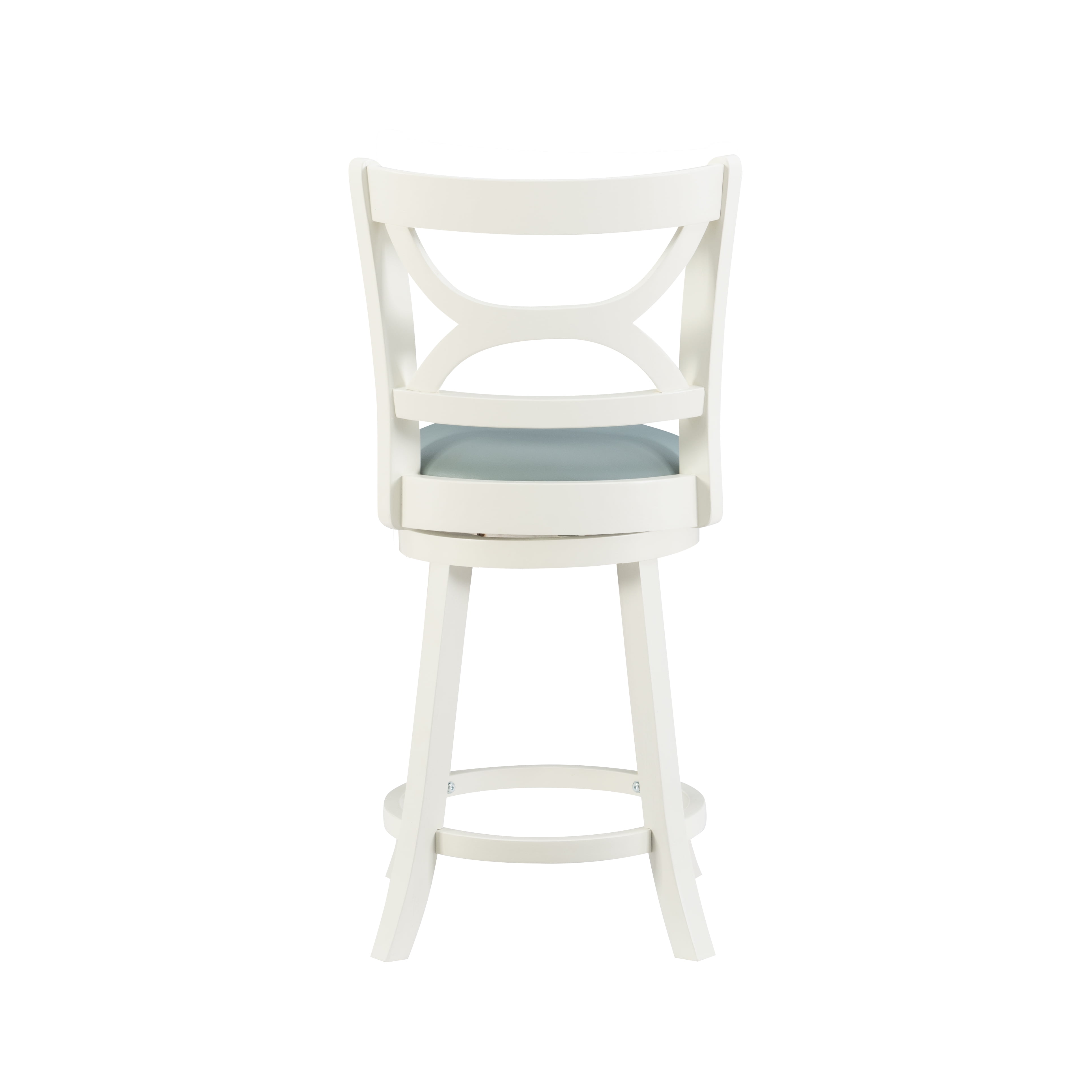 Powell Sawyer Counter Stool, 24" Seat Height, Cream Finish with Sky Blue Fabric