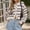 *White, variant on ClodeEU Womens Color Block Striped Cropped Open Front Cardigan,Casual Knit Button Down Sweater Jacket White,Womens Plus XL