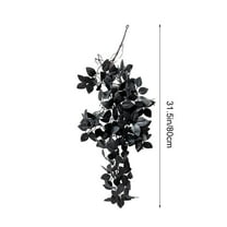 TUITOONM 31.5" Black Faux Maple Leaf Hanging Unique Dark Fall Garland for Wall, Door & Table Decor Ultra-Realistic Texture