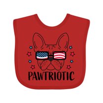 Inktastic Pawtriotic with French Bulldog in American Flag Sunglasses Boys or Girls Baby Bib