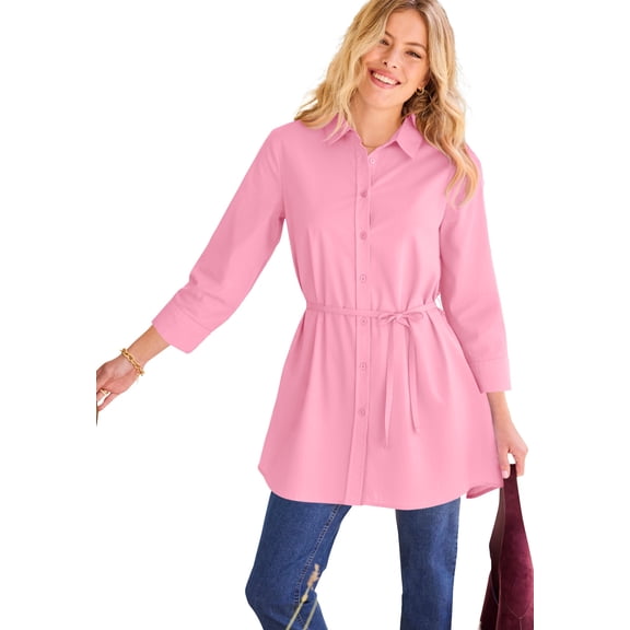 Woman Within Plus Size Perfect Pocket Long Shirt