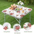 thumbnail image 4 of Square Tablecloth with Elastic Edges 34 * 34 Inch Pioneer Waterproof Rose Spring Flower Blossom Table Cover Washable Indoor and Outdoor for Party Kitchen Dinner Banquet Patio Picnic, 4 of 6
