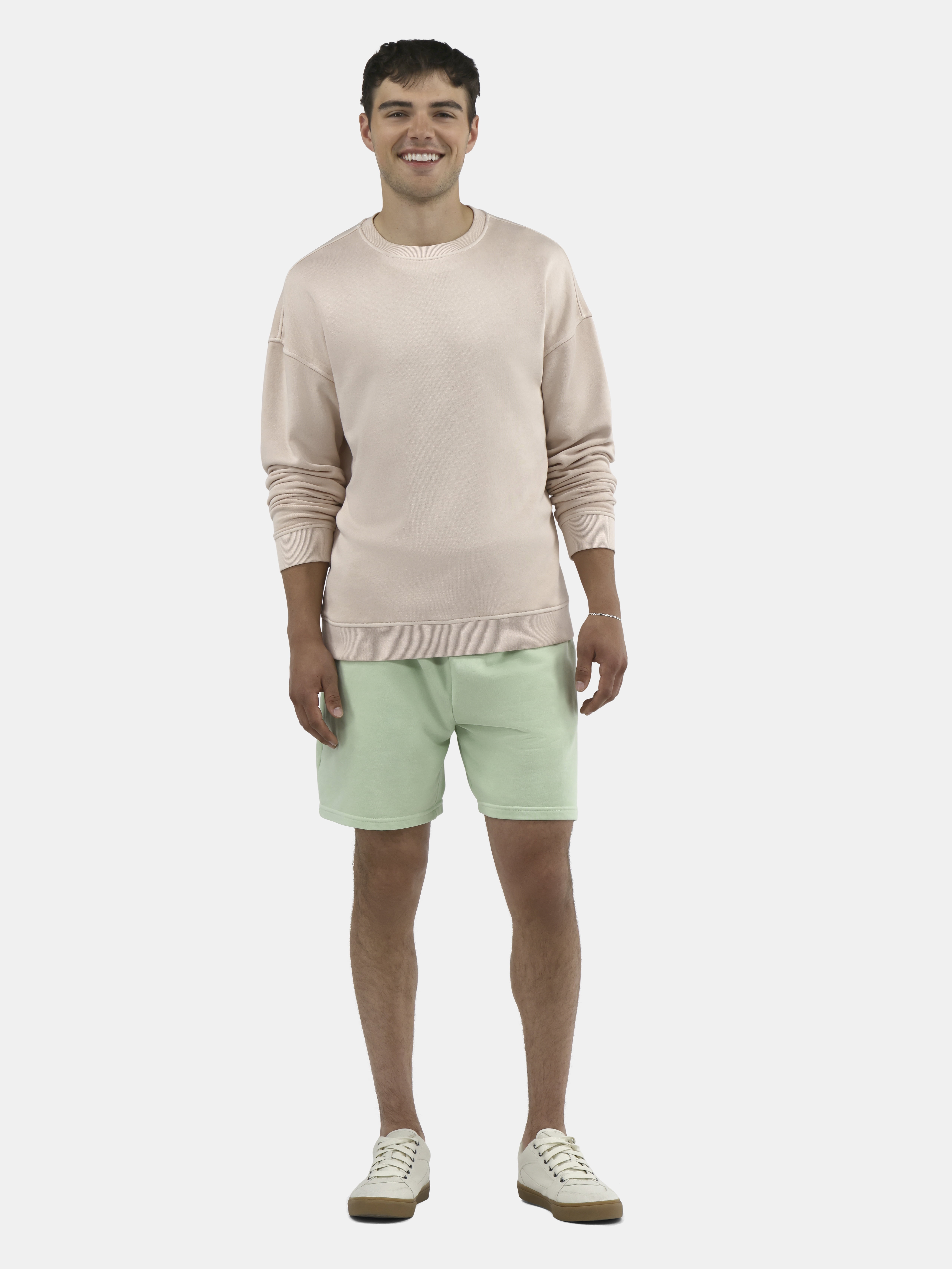 No Boundaries All Gender Fleece Crewneck Sweatshirt with Long Sleeves, Men's and Big Men’s
