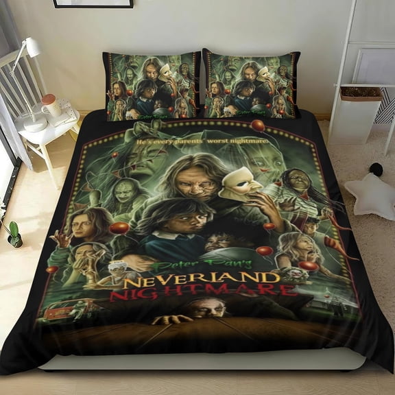 Peter Pan's Neverland Nightmare Themed Bed Sheet Set Three Piece Set 53x79 In ches Comfortable And Skin Friendly Unique Design Creating A Star Studded Night Home Decor Gifts For Family Friends fans