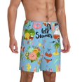 thumbnail image 2 of Balery Hello Summer Pantalones cortos de pijama de punto de algodón para hombre con cinturilla y bolsillos-4X-Large, 2 of 6