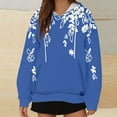 thumbnail image 2 of WREESH Women's Trendy Oversized Hoodie Fashion Floral Print Long Sleeve Casual Sweatshirt Drawstring Hooded Pullover Blue, 2 of 5