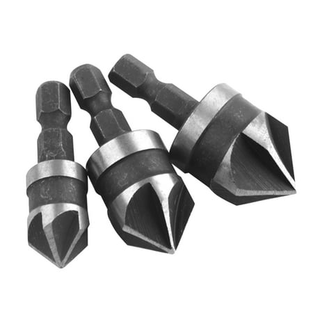 

New 90 Degrees five-blade Chamfer Drill Bit Set 12/16/19mm 5 Flute Wood working Drill Bit Countersink Drill Bit Set