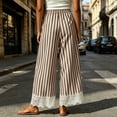 thumbnail image 5 of Edvintorg Pants for Women Plus Size Fashion Elastic Waisted Casual Trouser Striped Loose Wide Leg Pant with Pockets Women's Clothing Coffee XXL, 5 of 9