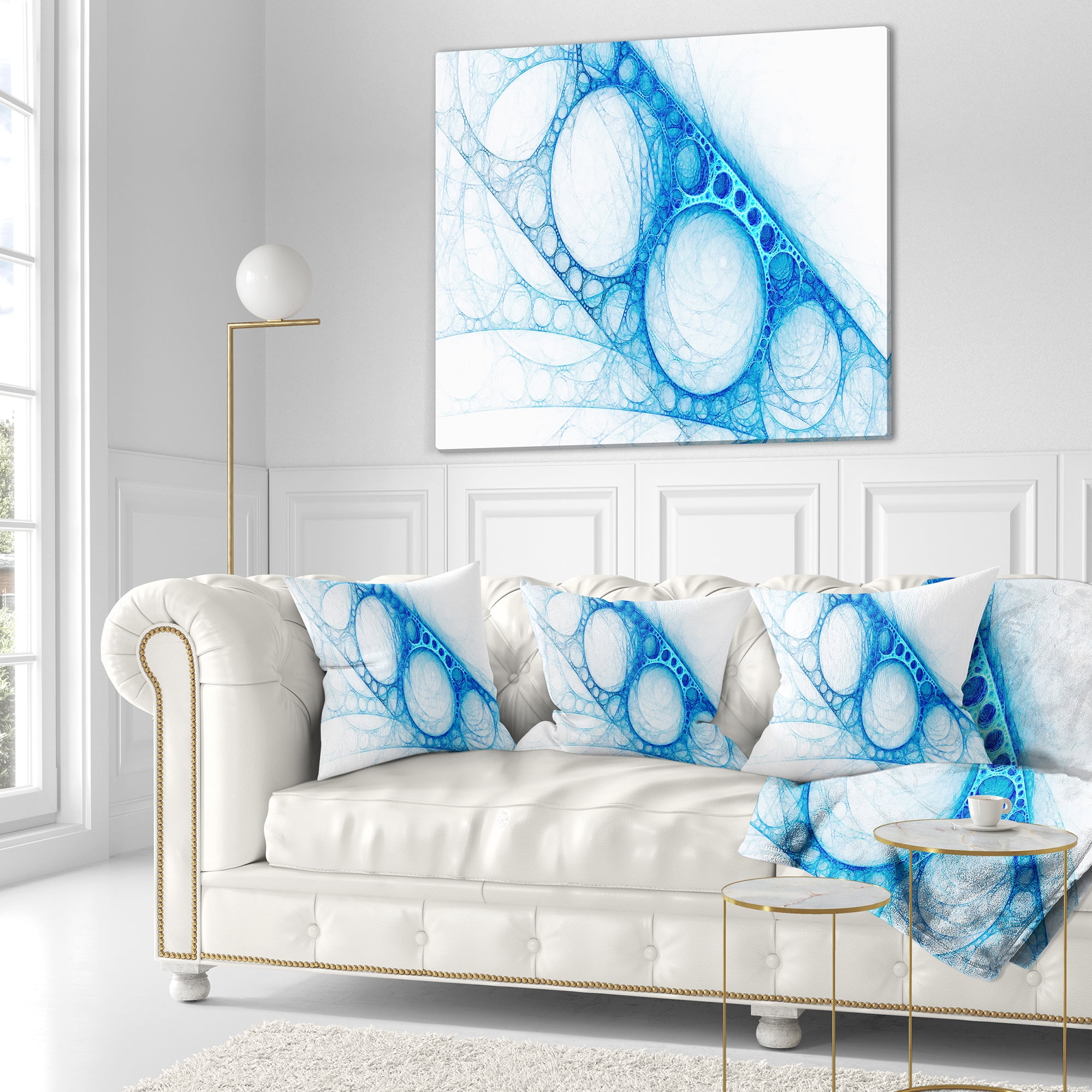 Designart Blue Metal Construction - Abstract Throw Pillow - 18x18