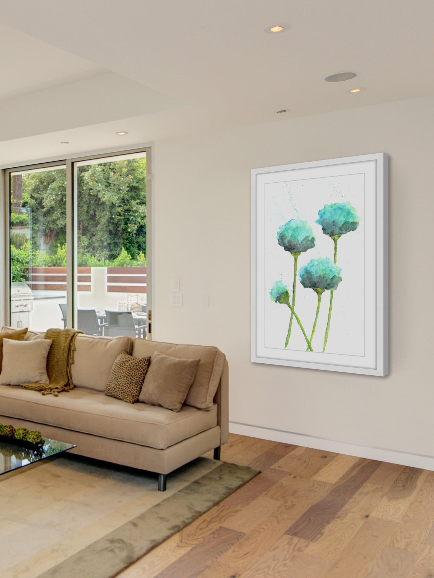 Marmont Hill "Mint Blue Poppies" by Thimble Sparrow Framed Painting Print