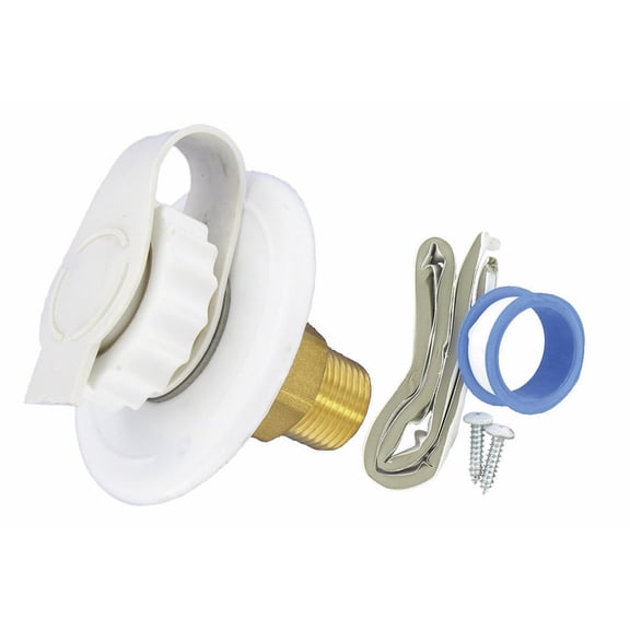 Valterra A01-0170LFVP Flush-Mount Water Inlet - MPT, 2-3/4" Flange, Brass, White (Carded)
