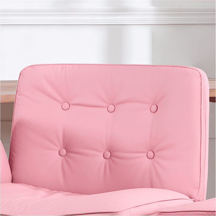 TMV Vanity Chair Oversized, Criss Cross Design Office Desk Chair - Big & Tall Computer Chair with Foldable Arms, Swivel and Wheels,Pink