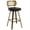 Rattan Back / Black, variant on Swivel Counter Height Bar Stools, Set of 1, 29" Upholstered PU Leather Barstools with Back Wood Legs, Mid Century Modern Bar Chair Island Stool for Kitchen Counter, Black
