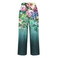 thumbnail image 5 of Qeaghou High Waisted Linen Pants Women Summer Casual Floral Printed Pants Loose Fit Straight Leg Cropped Pants Trousers Prime Day, 5 of 5