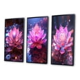 thumbnail image 3 of Designart "Radiant Pink Lotus Blossoming II" Lotus Framed Wall Art Set Of 3 - Pink Modern Frame Gallery Set For Office Decor, 3 of 6