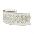 thumbnail image 2 of Melrose Damask Wired Craft Ribbon - 4" x 5 Yards - White and Gold, 2 of 2