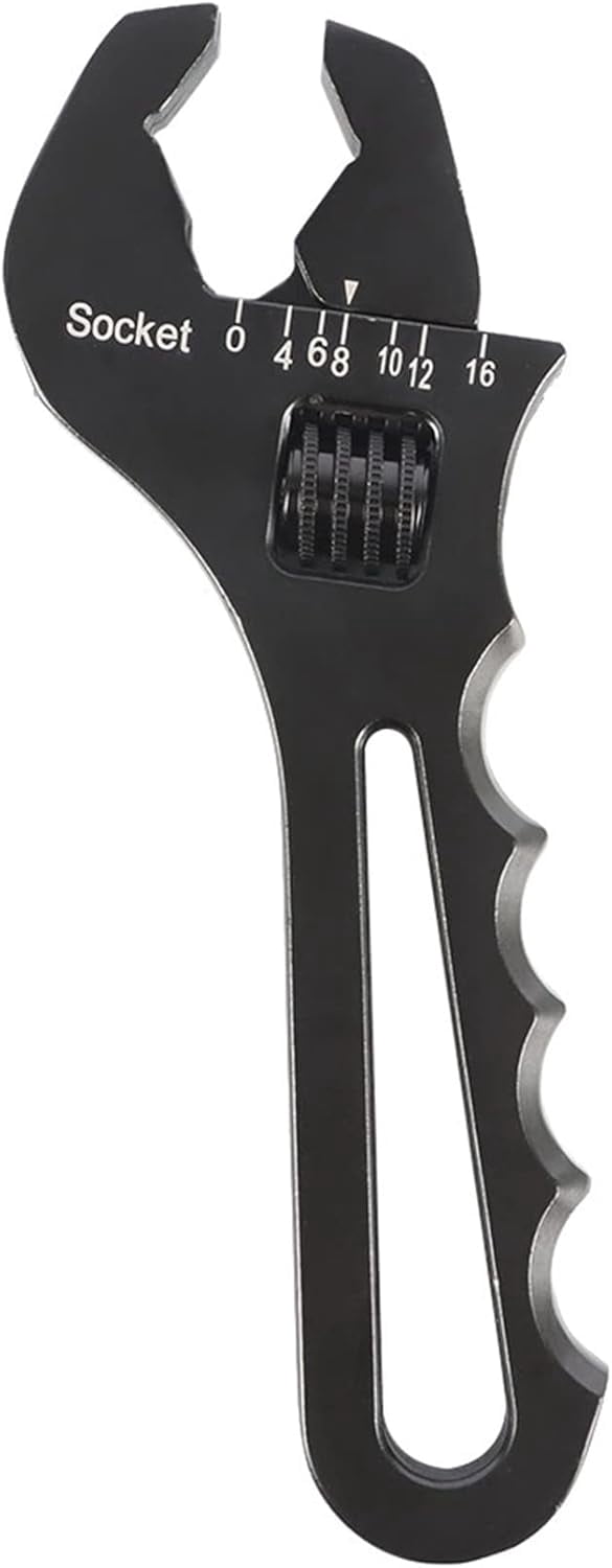 MKEUDQ-3AN-16AN Adjustable Wrench Spanner Lightweight Aluminum for An Hose Fitting Adapter End Black