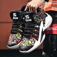 thumbnail image 4 of Sneakers, Mens Shoes Breathable Canvas High-top Basketball Shoes, Anti-slip Rubber Sole, Outdoor Cushioning Sports Shoes, Black and Purple Twin-color Lightweight Running Shoes, 4 of 9