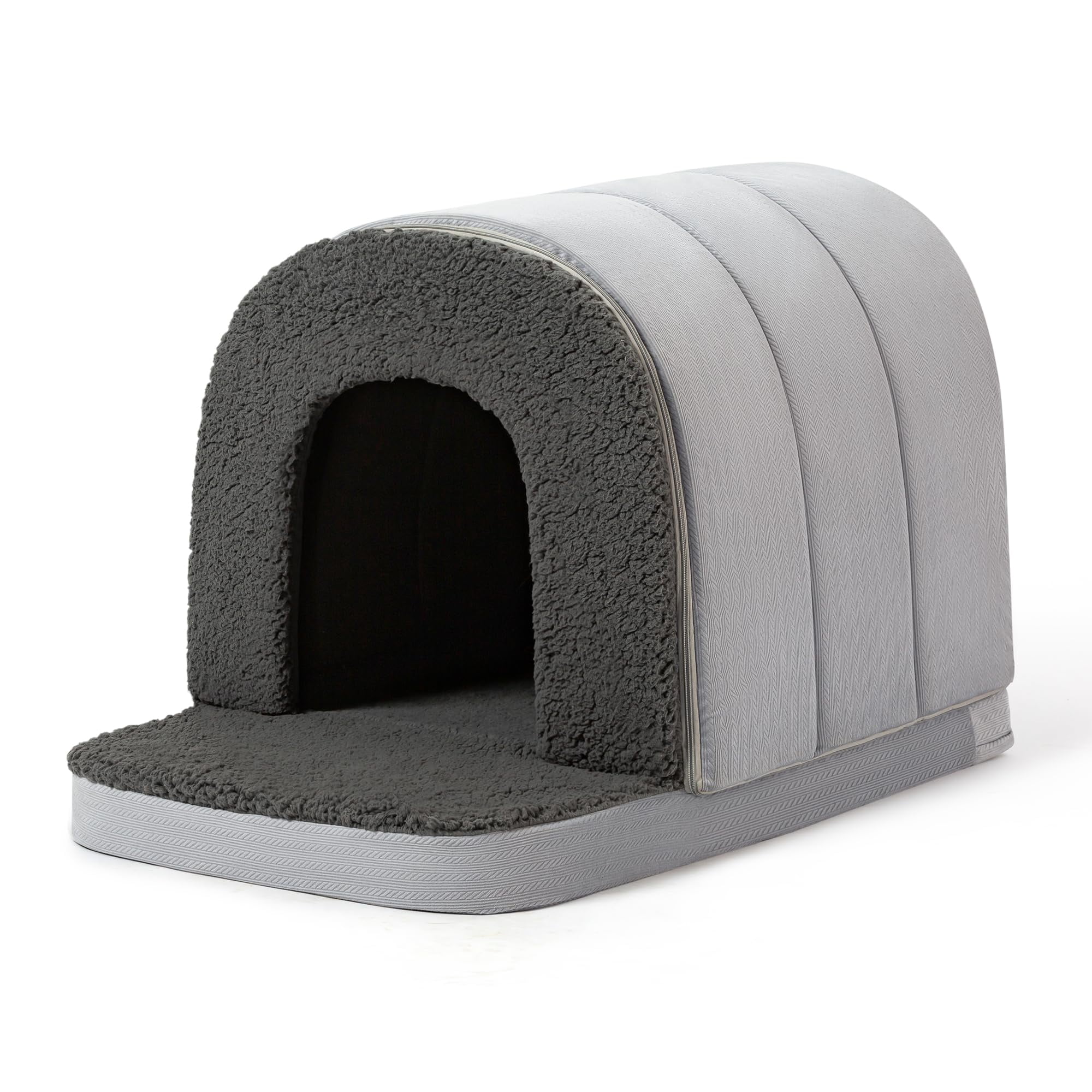 Pelzin Orthopedic Dog Bed House - Dog House Indoor with Egg-Crate Foam - Tent Bed with Waterproof Lining & Nonskid Bottom, Ideal for Small Breeds & Fits 24-Inch Crate - 23"x16", Charcoal