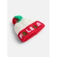 thumbnail image 3 of Holiday Time Women's Sequined Fa La La Beanie Hat, Ivory/Red, 3 of 4