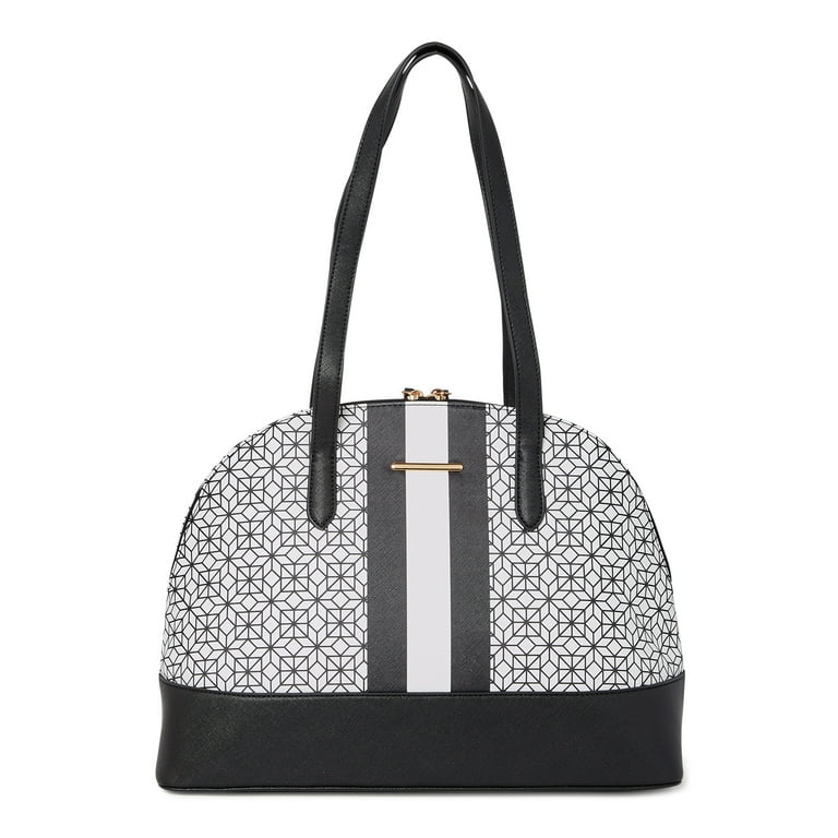 2pcs Bag Set Geometric Pattern Tote Bag Black Purse, Best Work Bag