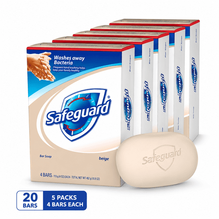 Safeguard Beige Bar Soap , 4 Oz. Antibacterical Deodorant, 4 Count - Pack of 5