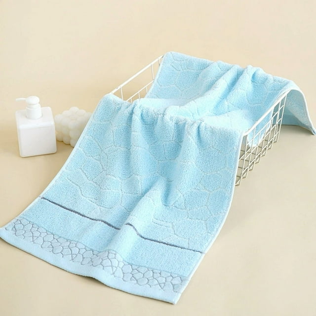 Zhuge Paquete de 2 toallas de 75 x 35 cm, 100 % algodón, más grandes y ligeras, de secado rápido, súper suaves y absorbentes, ideales para el baño, color azul.