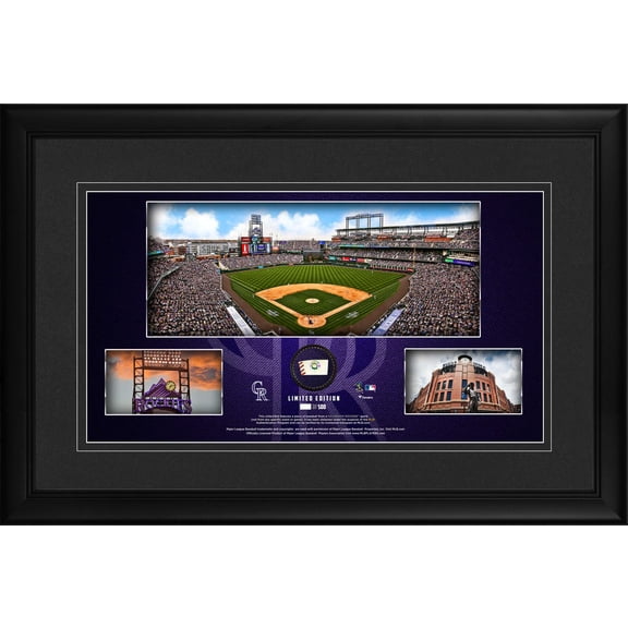 Colorado Rockies Framed 10" x 18" Stadium Panoramic Collage with a Piece of Game-Used Baseball - Limited Edition of 500 - Fanatics Authentic Certified