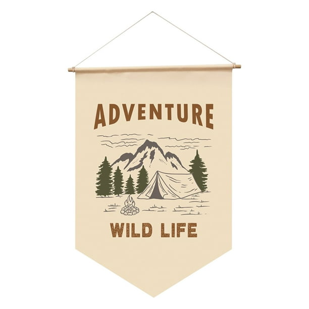 pstuiky Bandera decorativa para campamento al aire libre, bandera de camping, banderín de camping, bandera colgante para campamento, artículos de decoración para campamento de verano