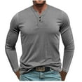 thumbnail image 2 of pstuiky camisa de manga larga para hombre, Suéter deportivo informal de color liso con cuello redondo y botones para hombre, blusa de manga larga con cuello redondo xl, 2 of 7
