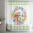 thumbnail image 5 of Easter Bunny Shower Curtain Set, Waterproof Shower Curtains for Bathroom, Eggs Rabbits Flowers Eucalyptus Green Plaid Washable Fabric Cloth Bath Curtain for Bathtub Decoration with Hooks 54x78 Inches, 5 of 9