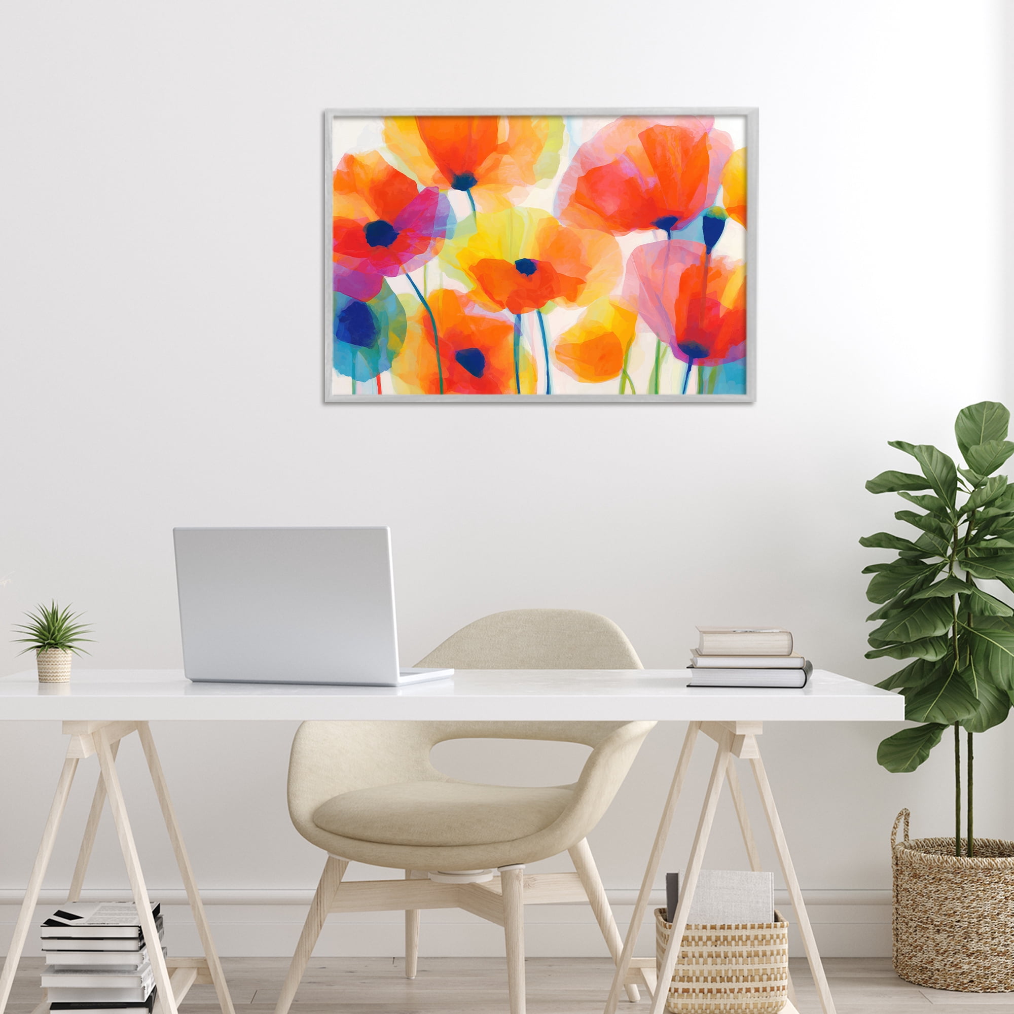 Stupell Industries Poppies At Golden Hour Gray Framed Giclee Art, design by Chromatic Storm Studio