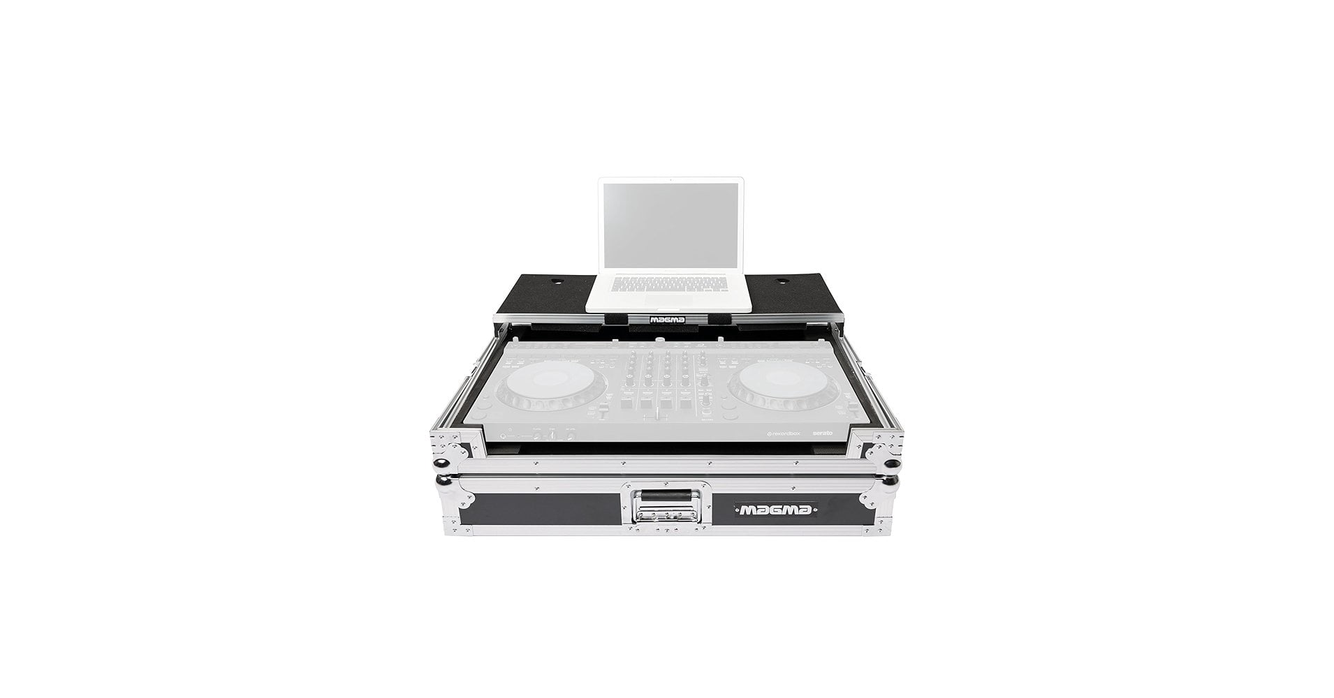 Magma Flight Case Compatible with AlphaTheta DDJ-GRV6 & Pioneer DJ DJ FLX-10 Workstations with Laptop Platform