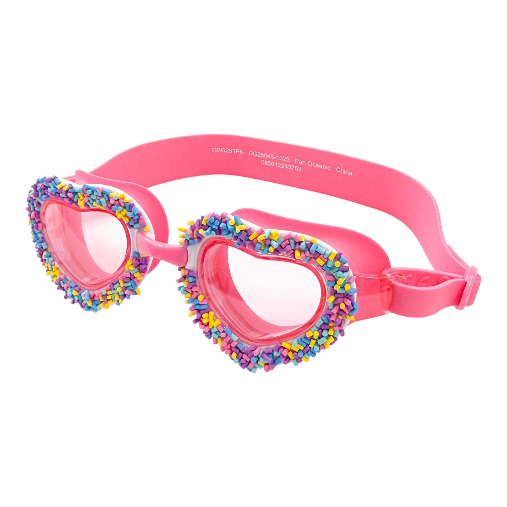 Hearts Sprinkles Pink Swim Googles