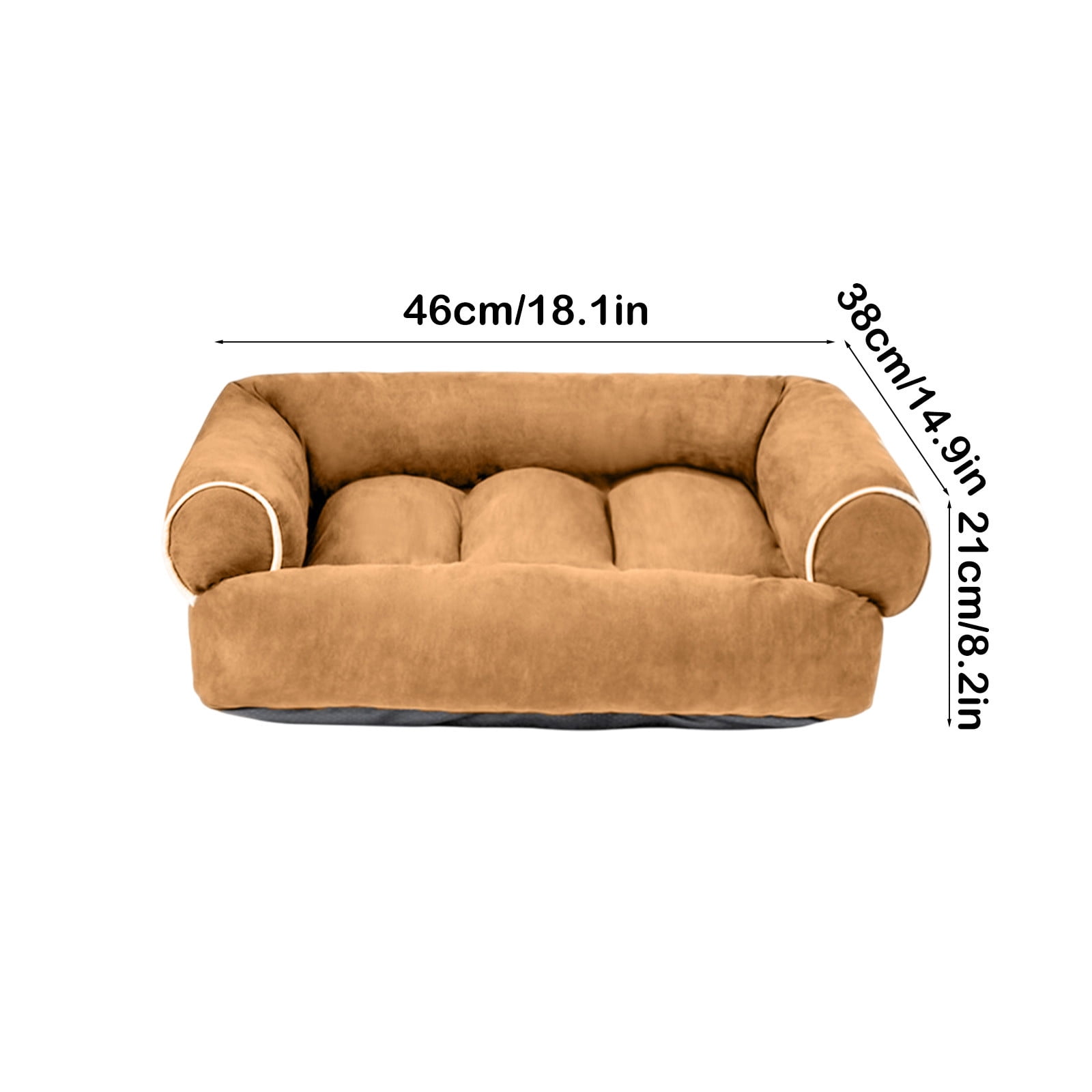 Suede Orthopedic Dog Bed for Small to Medium Dogs, Soft Pet Couch Bed with Sides, Non-Slip Bottom, Khaki